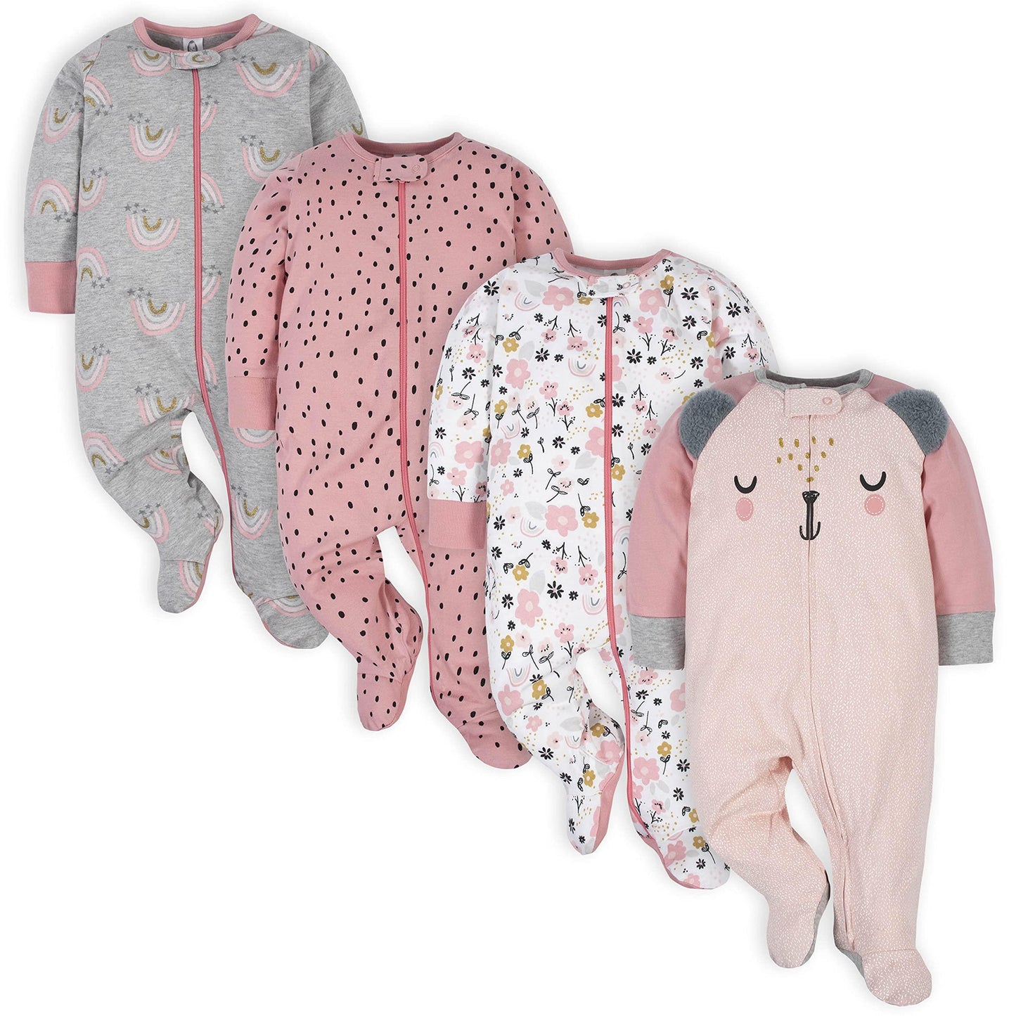 Gerber Baby Girls' 4 Pack Sleep 'N Play Footie