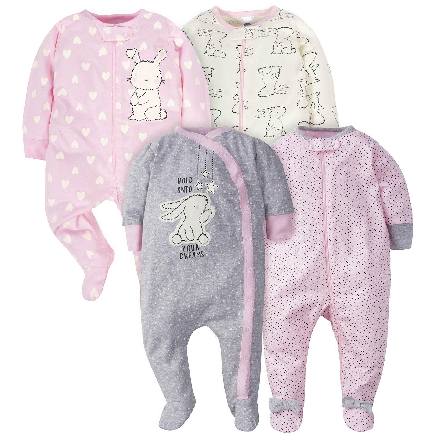 Pack de 4 pijamas para dormir y jugar de Gerber Baby Girls 