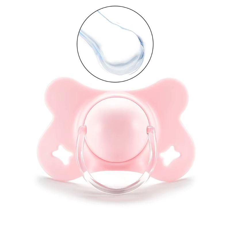 Baby Silicone Pacifier Flat Teat Newborn for Butterfly Infant Baby Nipples Flat round for Head Soother X90C