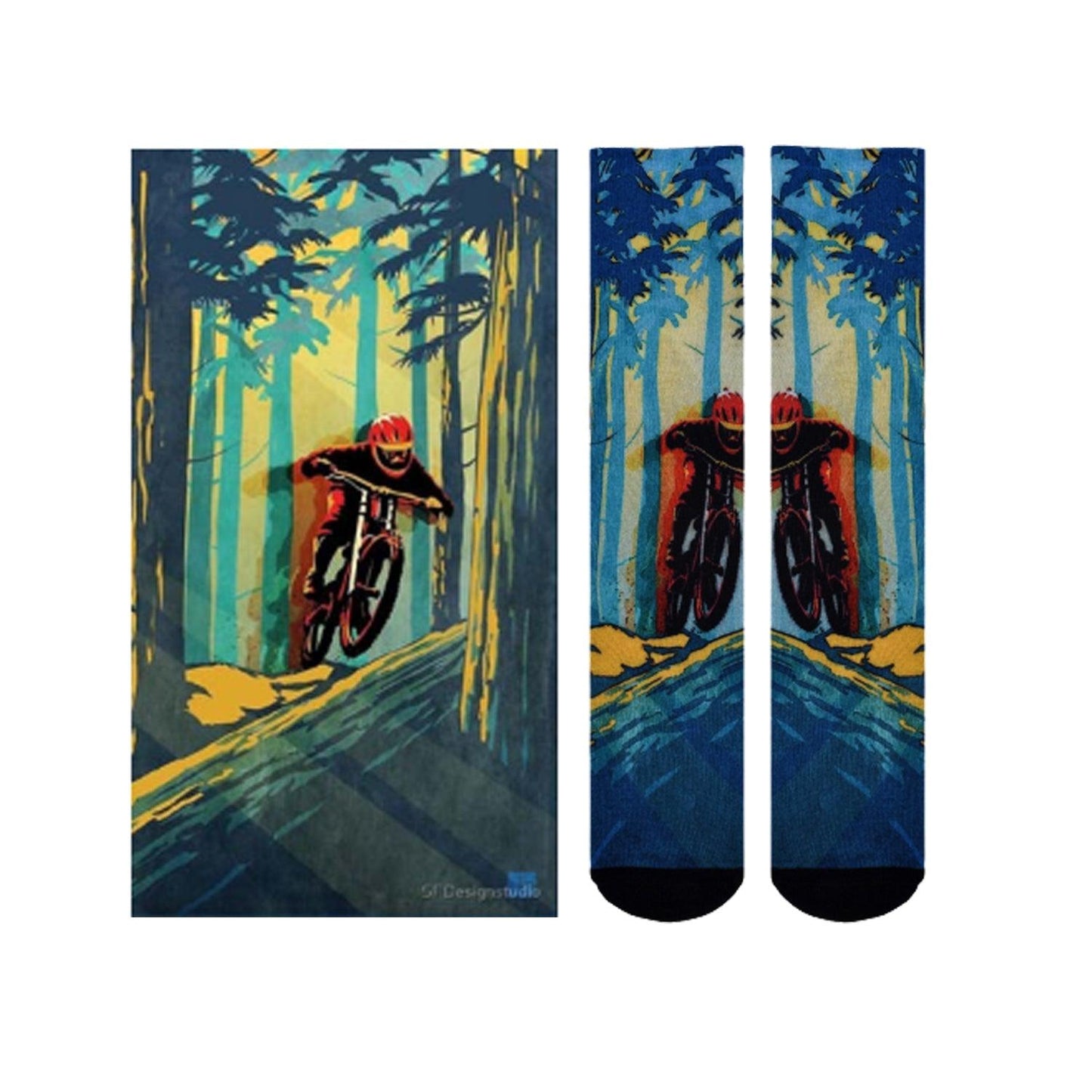 Sierra Socks Forest Biker Pattern CoolMax Socks, Nature Collection for