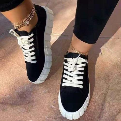 Zapatillas de deporte para mujer de Pinterest, ligeras, transpirables, vulcanizadas, con plataforma y cordones 