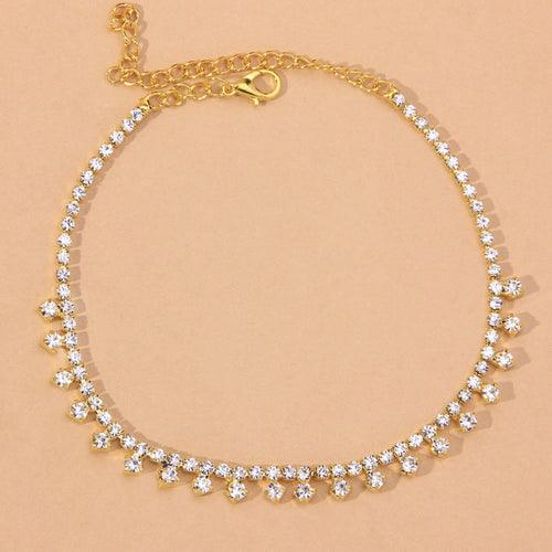 Rhinestone Water Drop Anklet Foot Jewelry for Women Silver/Gold