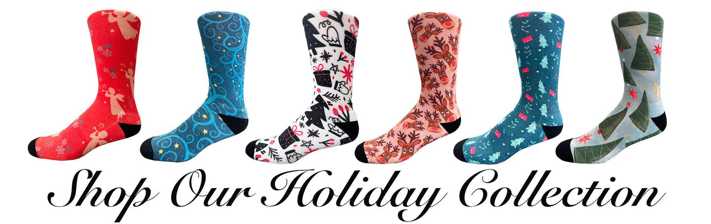 Christmas and Hanukkah Holiday Colorful CoolMax Crew Socks for Men &