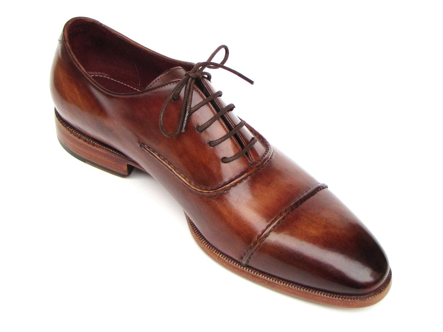 Paul Parkman Men's Captoe Oxfords Brown Hand Painted Shoes