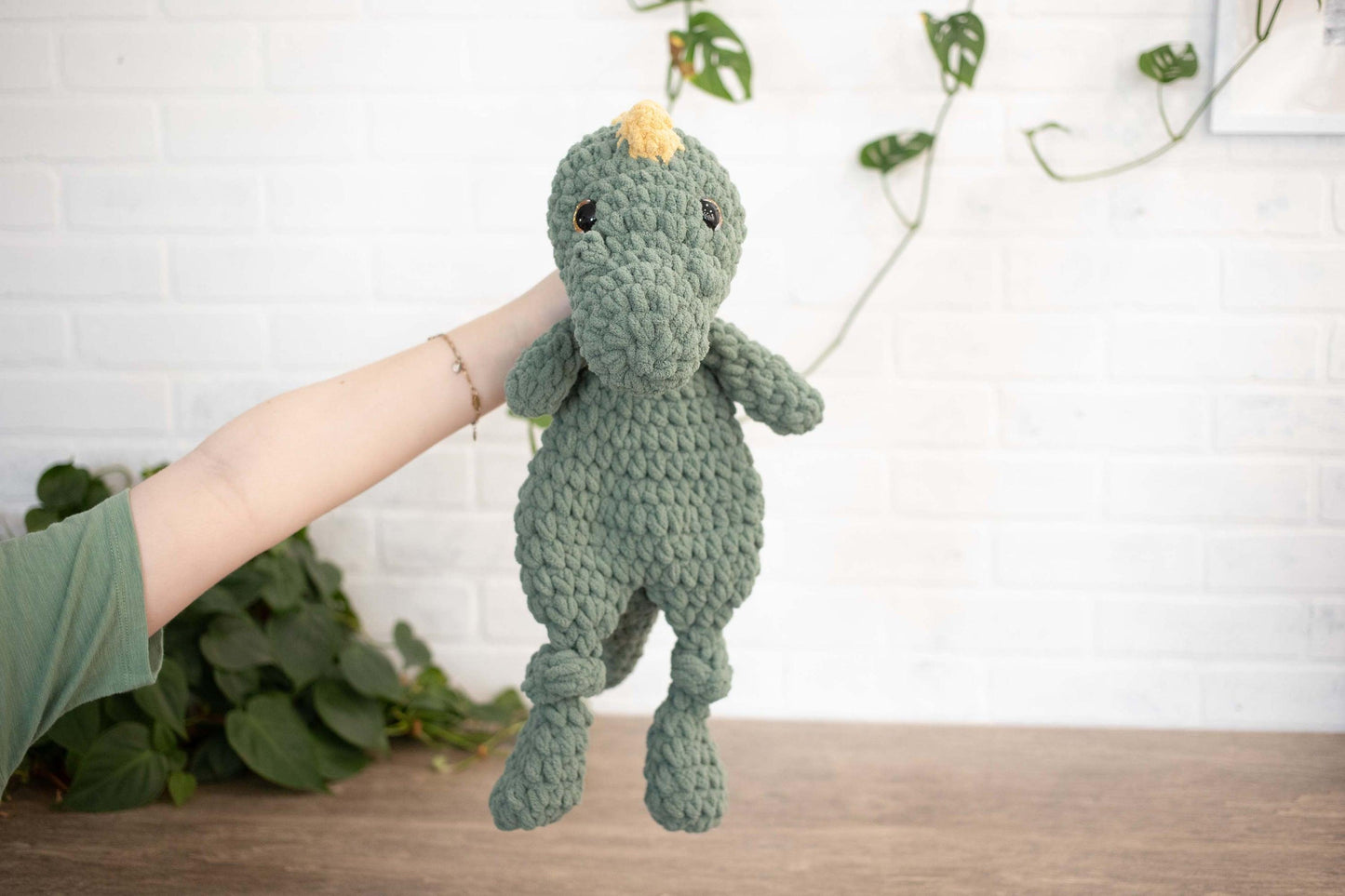 Dinosaur Lovey, Crochet Stuffed Animal, Dino Snuggler