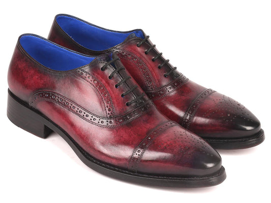 Paul Parkman Bordeaux Burnished Goodyear Welted Cap Toe Oxford Shoes