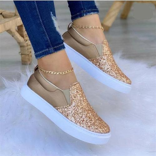 Mocasines planos de cristal para mujer, zapatos dorados, negros y dorados