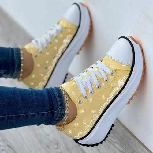 Zapatillas deportivas casuales de moda con estampado de lona para mujer 