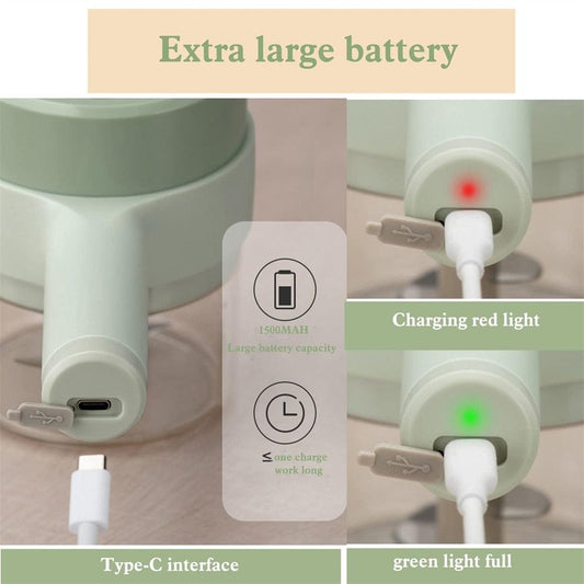 Cortadora de verduras eléctrica portátil de mano 4 en 1