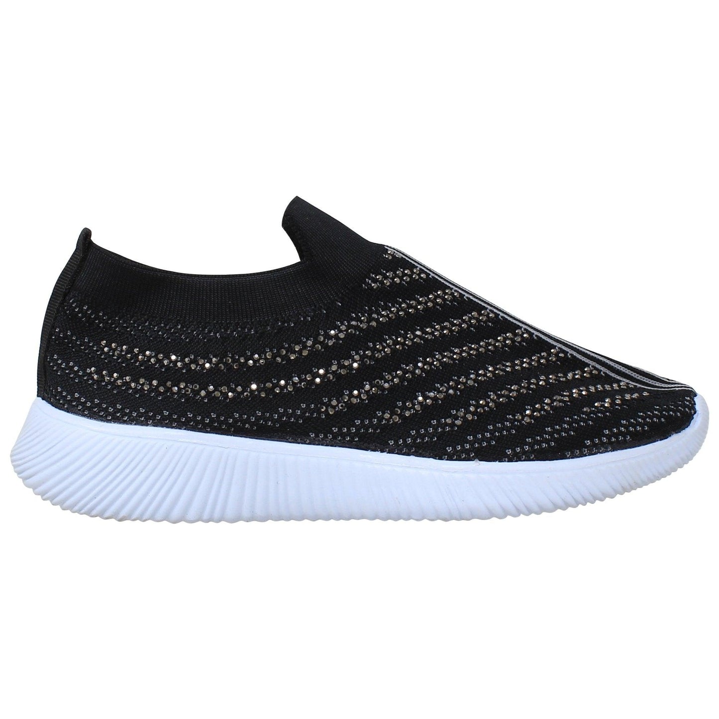 Zapatillas deportivas para mujer SOBEYO, zapatillas para correr con tiras de diamantes de imitación y detalles en negro