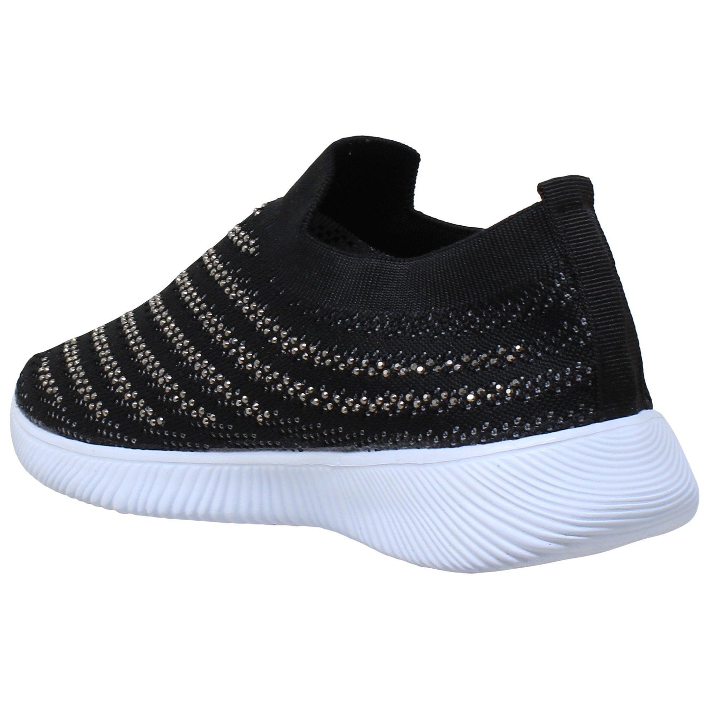 Zapatillas deportivas para mujer SOBEYO, zapatillas para correr con tiras de diamantes de imitación y detalles en negro