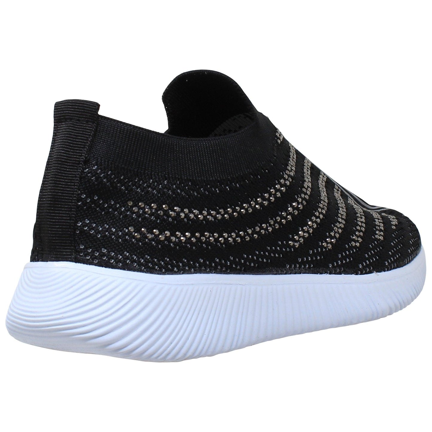 Zapatillas deportivas para mujer SOBEYO, zapatillas para correr con tiras de diamantes de imitación y detalles en negro