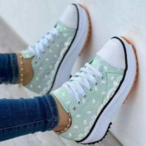 Zapatillas deportivas casuales de moda con estampado de lona para mujer 