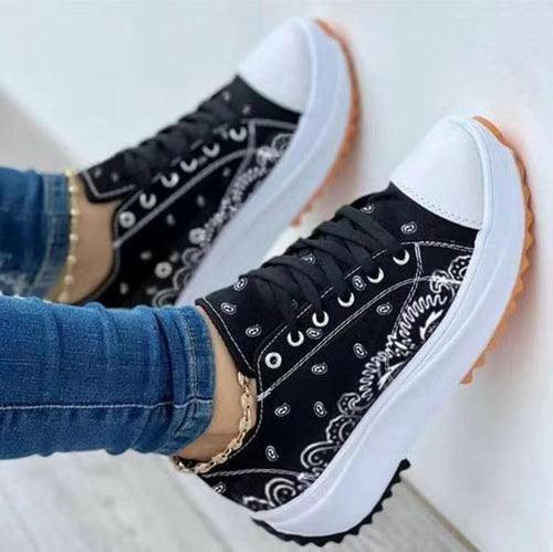 Zapatillas deportivas casuales de moda con estampado de lona para mujer 