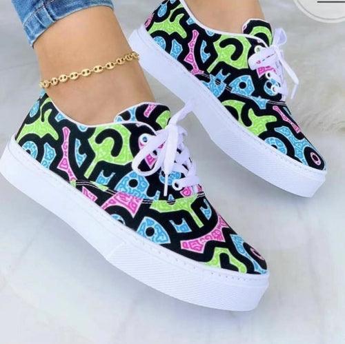 Zapatillas deportivas de moda para mujer con grafiti 2022 