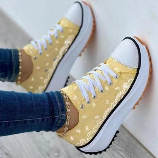 Zapatillas deportivas casuales de moda con estampado de lona para mujer 