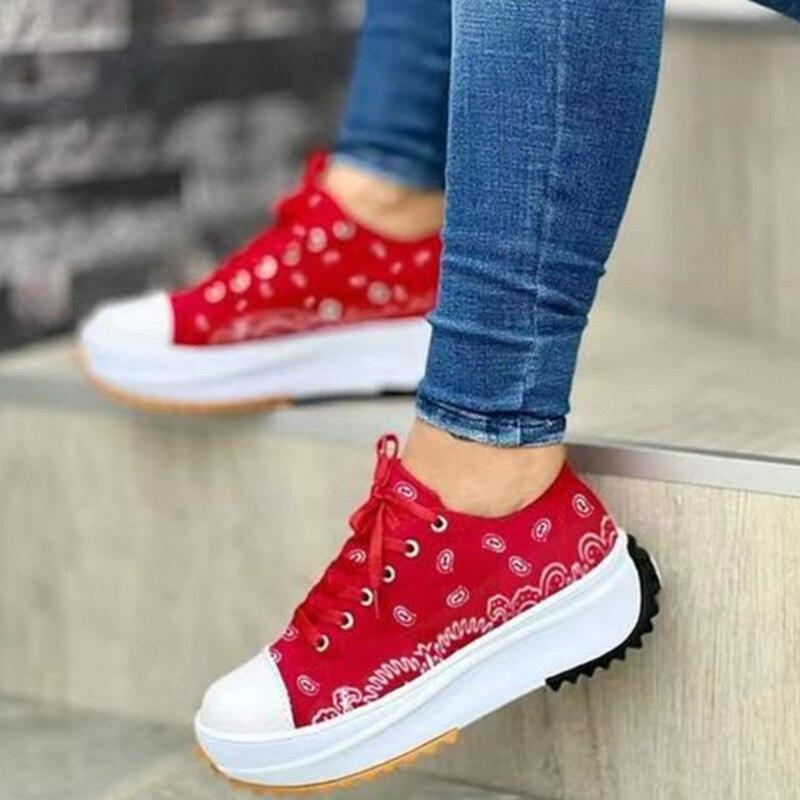 Zapatillas de lona con estampado 2022 para mujer, calzado deportivo informal 