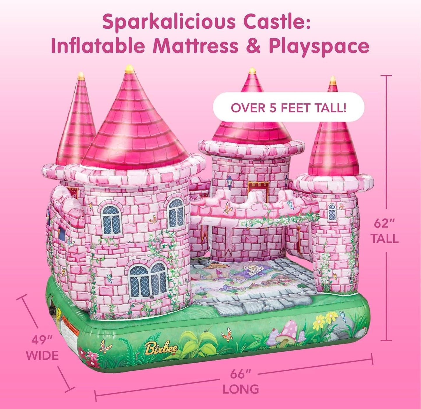 Inflatable Pink Princess Castle, Indoor Toddler Playhouse for Kids 3+,