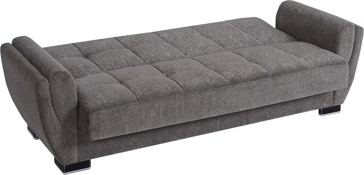 Sofá cama Legacy Air gris, tapizado y con espacio de almacenaje