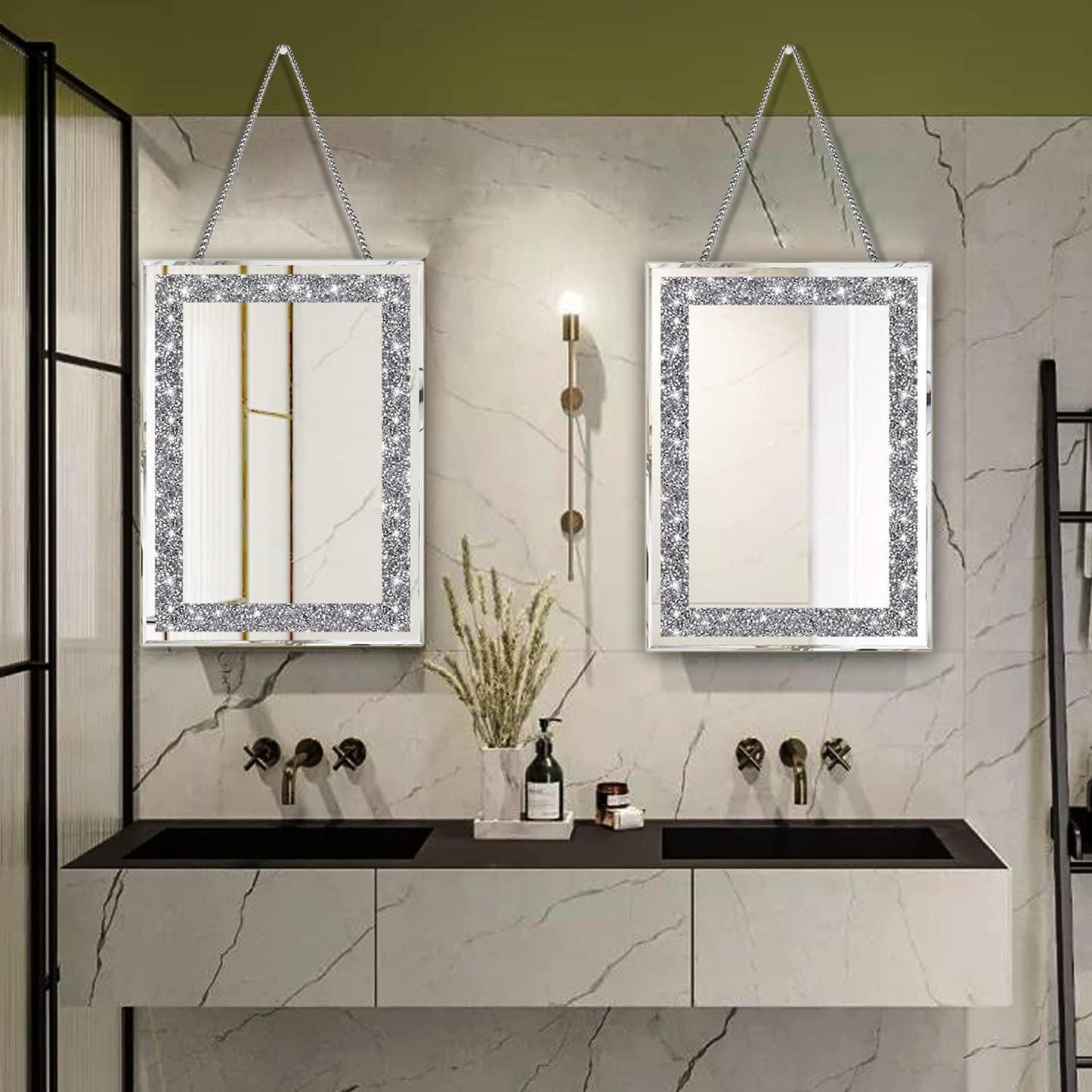 Silver Crush Diamond Wall Mirrors Decor Set