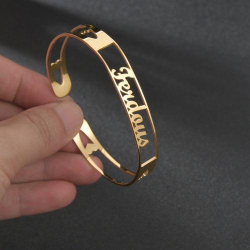 Customized Name Bracelet Personalized Custom Bangles Stainless Steel