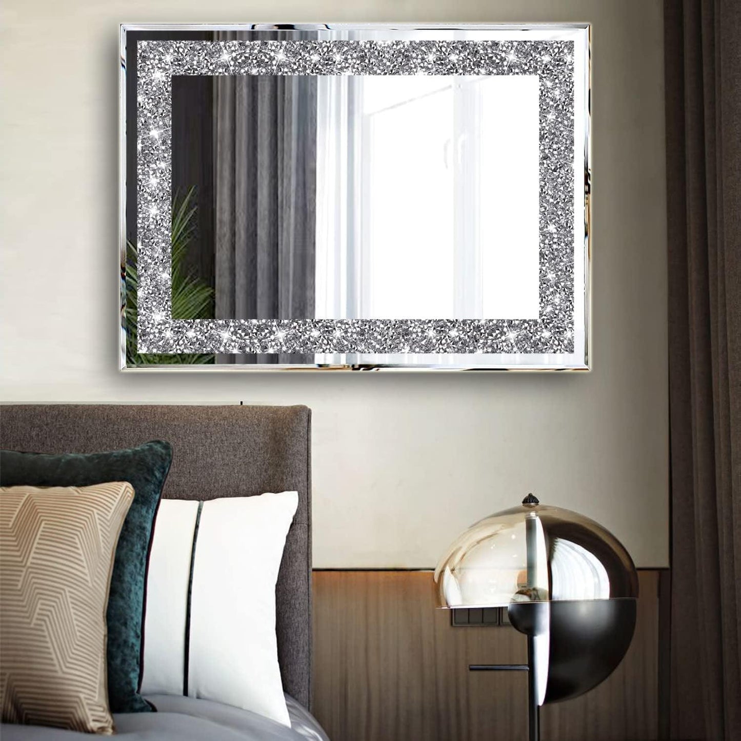 Juego de espejos de pared decorativos con diseño de diamantes Silver Crush