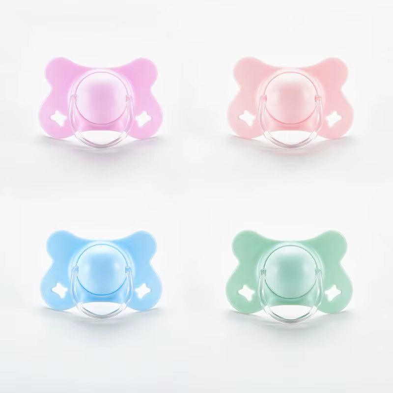 Baby Silicone Pacifier Flat Teat Newborn for Butterfly Infant Baby Nipples Flat round for Head Soother X90C