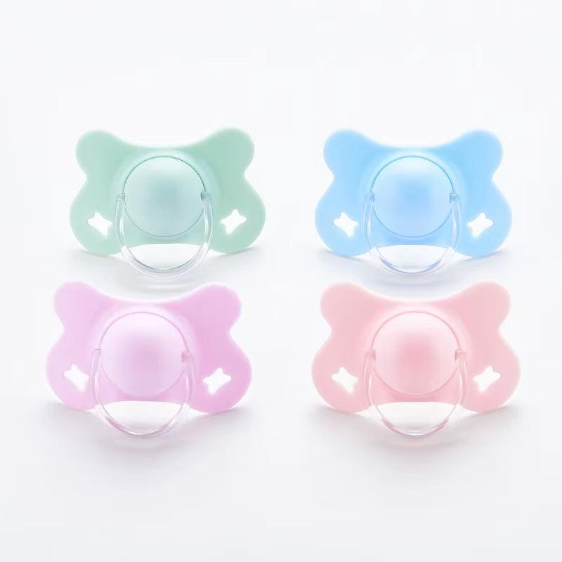 Baby Silicone Pacifier Flat Teat Newborn for Butterfly Infant Baby Nipples Flat round for Head Soother X90C