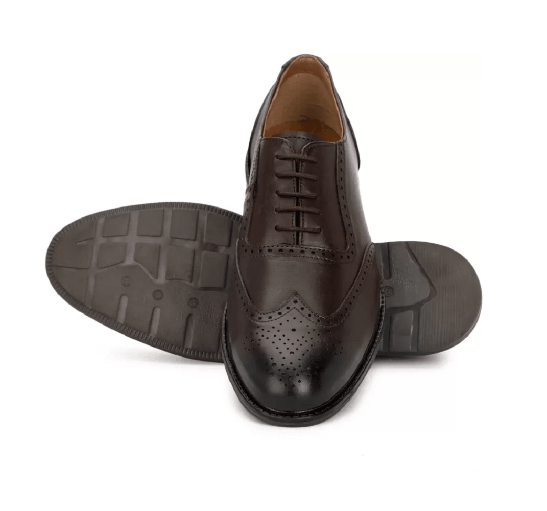 Pure Leather Brogues Shoes For Men(Color- Brown)(UK Size- 6)