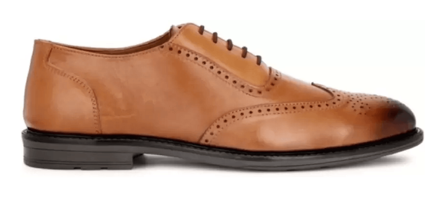 Pure Leather Brogues Shoes For Men(Color- Tan)(UK Size- 7)