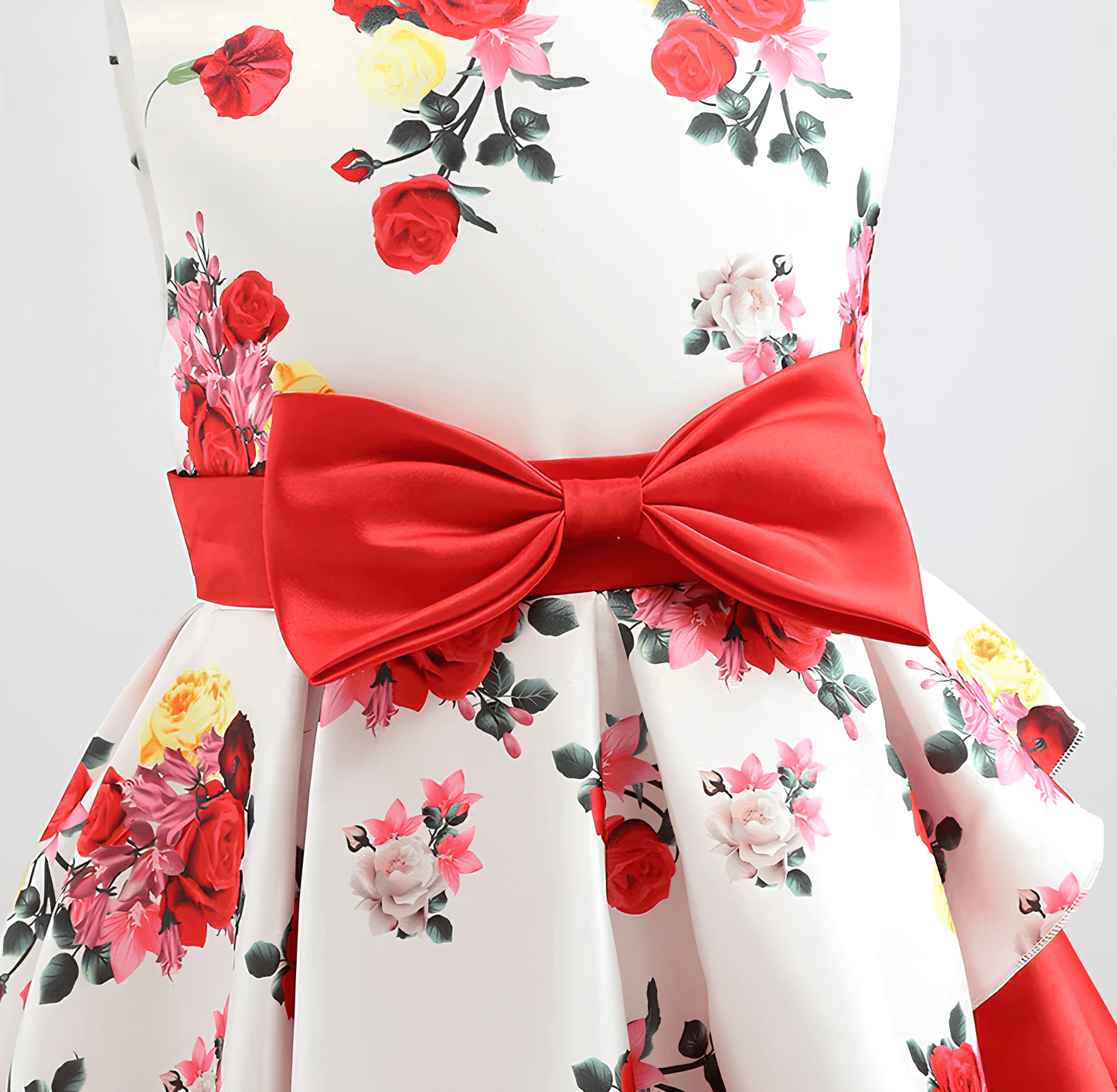 Vestido rojo con estampado floral para niñas y bebés de tallas 2 y 3