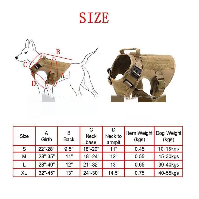 Arnés, collar y correa tácticos para perros militares (conjunto completo)