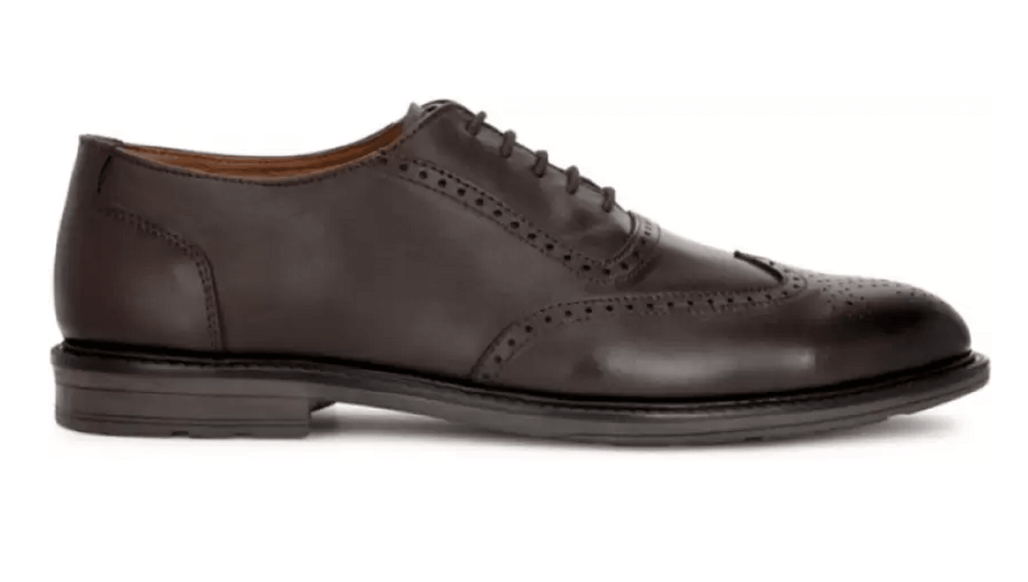 Pure Leather Brogues Shoes For Men(Color- Brown)(UK Size- 6)