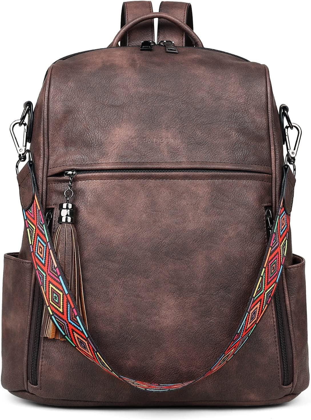 Leather Backpack Purse for Women Designer Travel Backpack Purses PU Fashion Ladies Shoulder Bag with Tassel