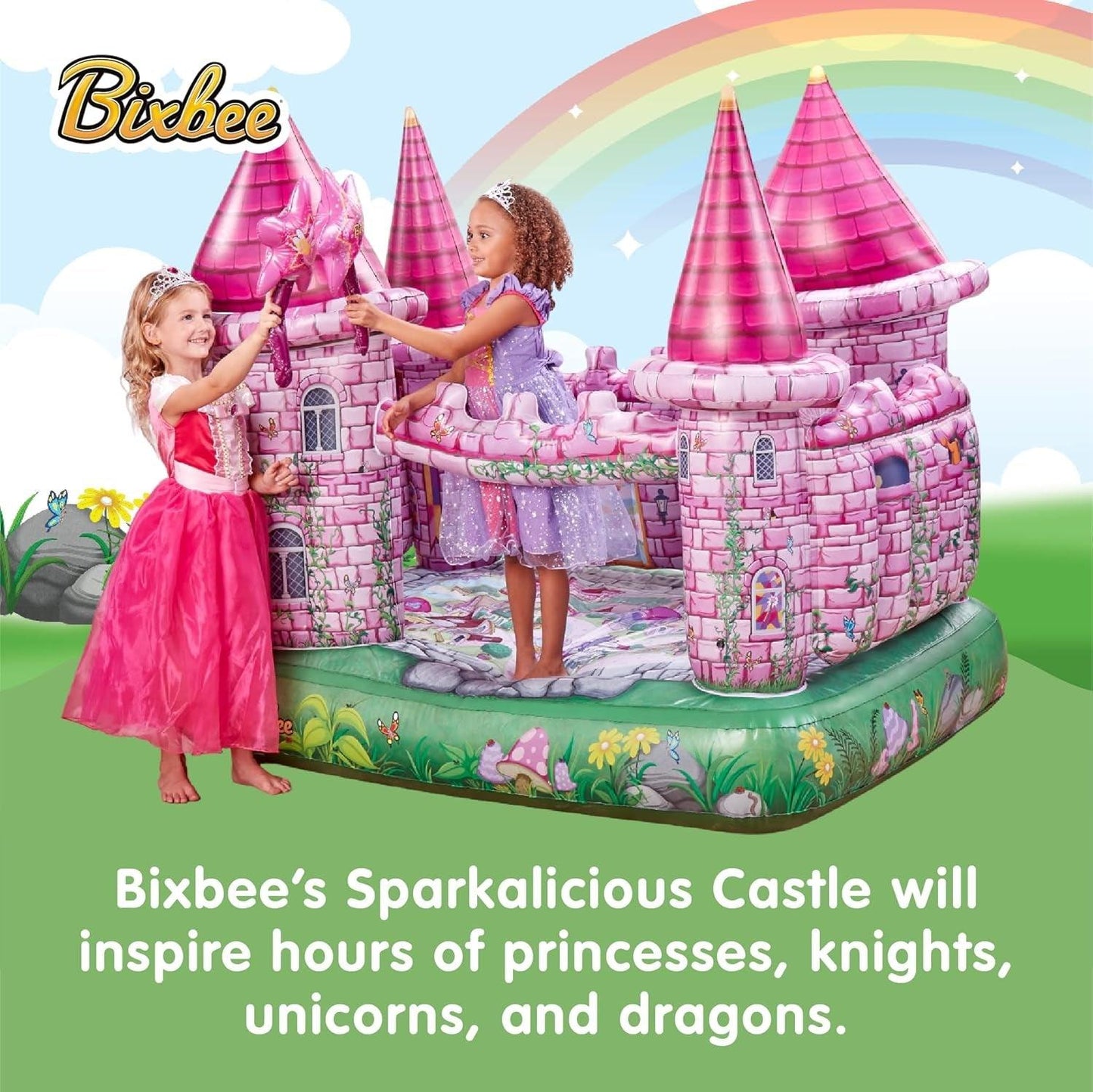 Castillo de princesa rosa inflable, casa de juegos de interior para niños mayores de 3 años,