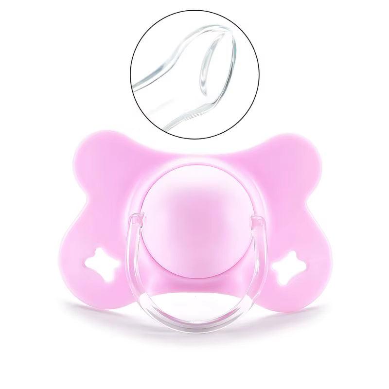 Baby Silicone Pacifier Flat Teat Newborn for Butterfly Infant Baby Nipples Flat round for Head Soother X90C