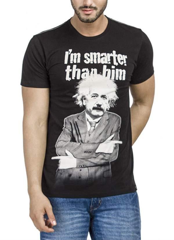 Camiseta negra de manga corta para hombre Einstein I'm Smarter