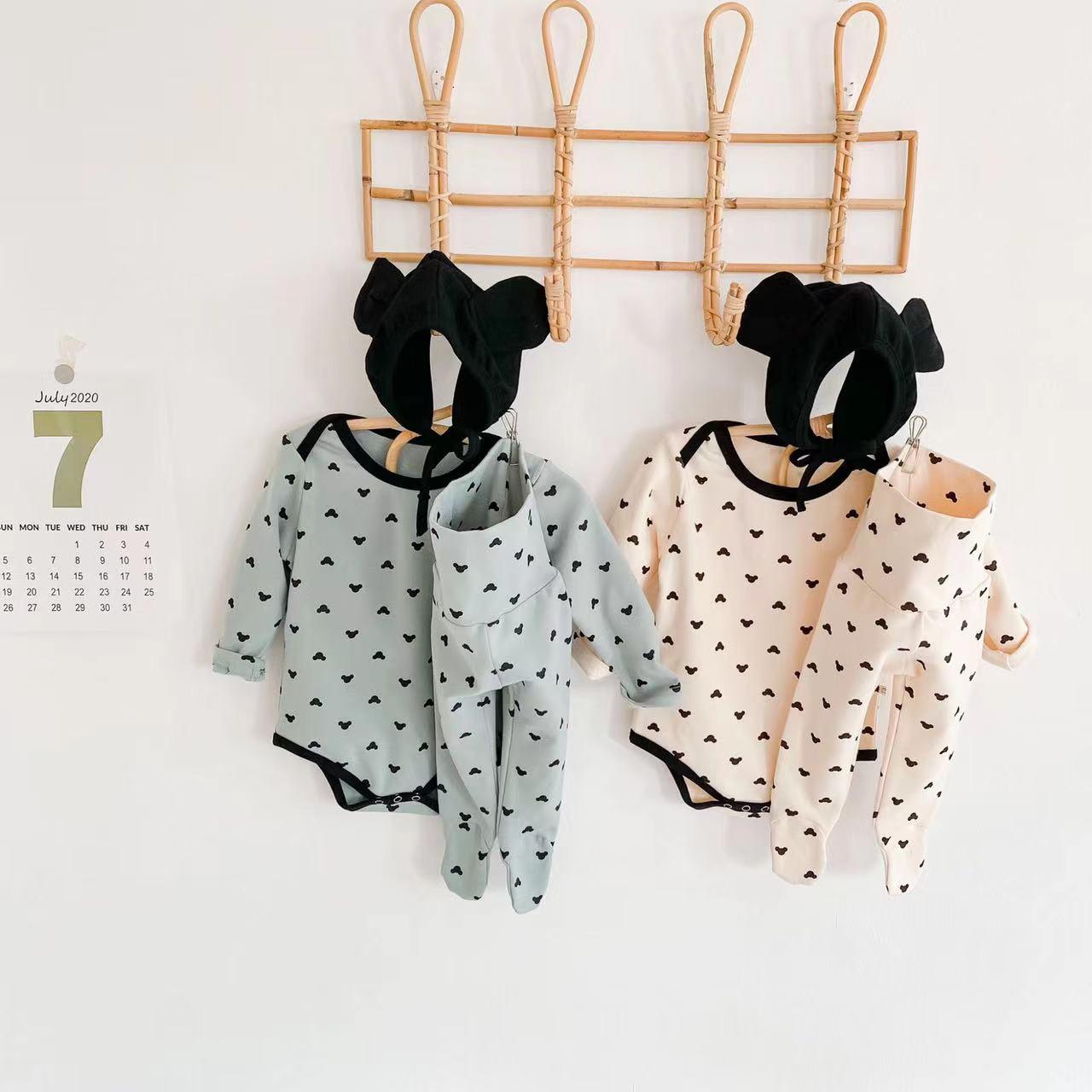 Baby Cartoon Print Pattern Soft Onesies Combo Trousers Sets