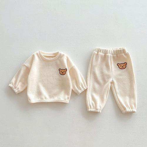 Conjunto de pantalones de manga larga unisex con cabeza de oso para bebé